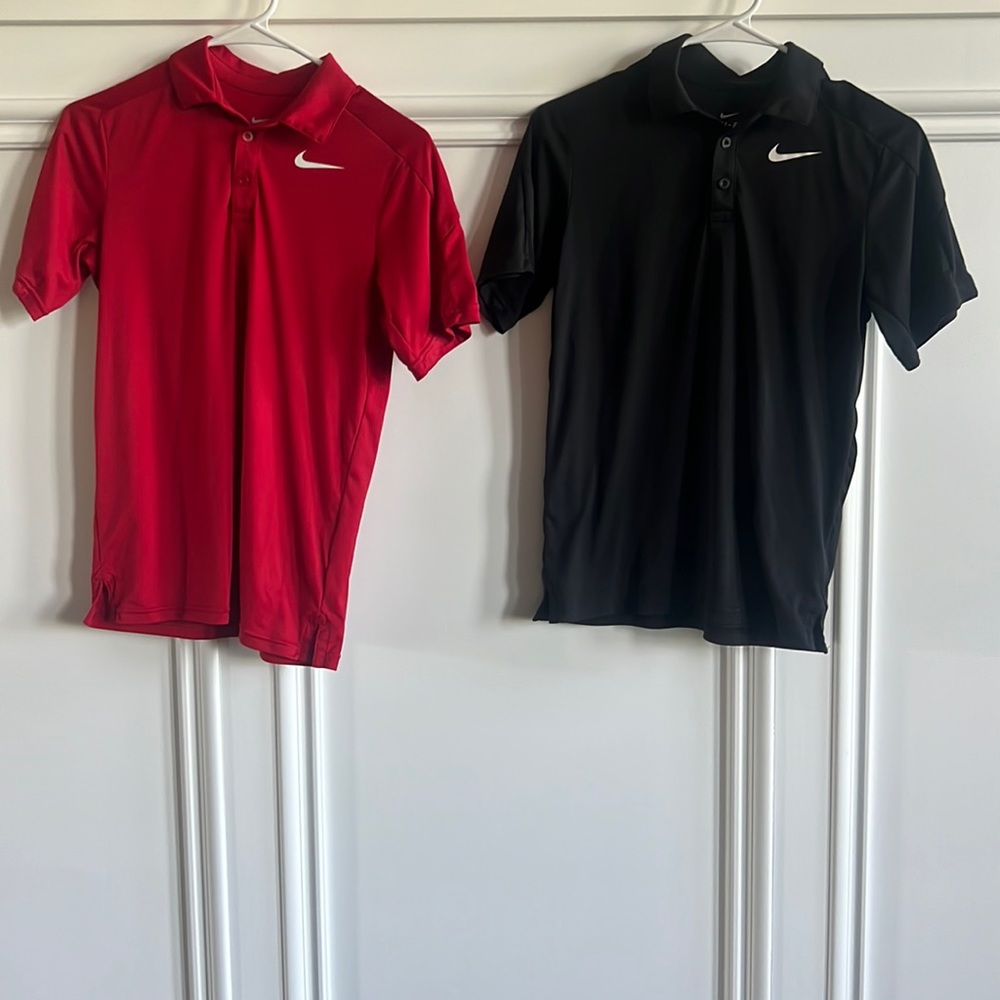 Nike boys dri fit golf polo top red black twins M Medoum